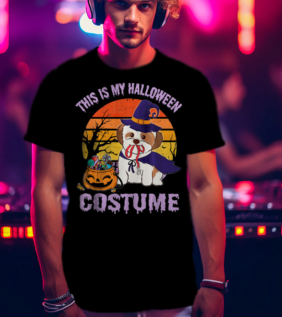 This Is My Halloween Costume Shorkie Dog Witch Pumpkin Candy T-Shirt