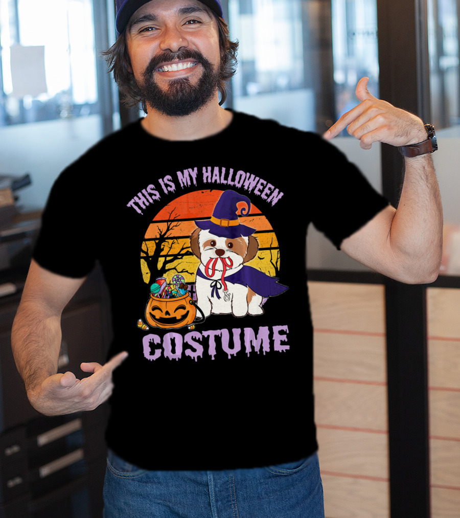 This Is My Halloween Costume Shorkie Dog Witch Pumpkin Candy T-Shirt