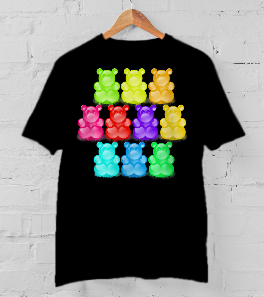 Chewy Bear Shaped Gummy Candy Delight In Vibrant Colors T-Shirt