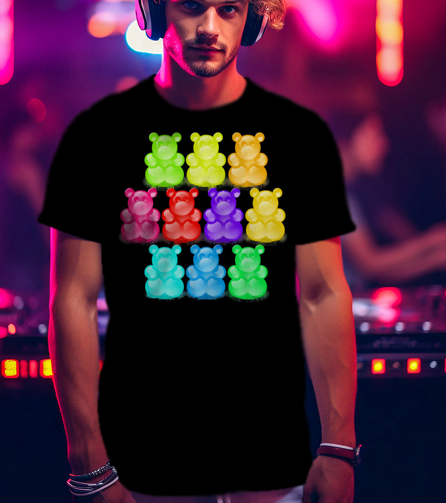 Chewy Bear Shaped Gummy Candy Delight In Vibrant Colors T-Shirt