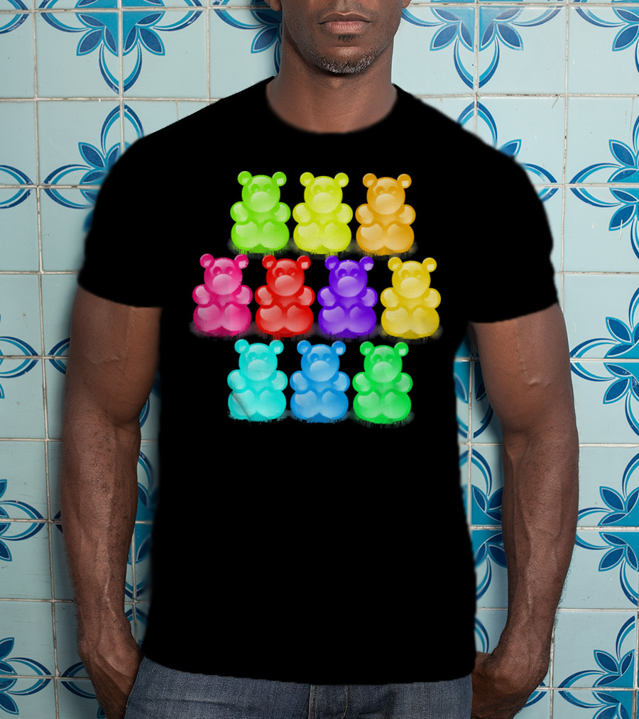 Chewy Bear Shaped Gummy Candy Delight In Vibrant Colors T-Shirt