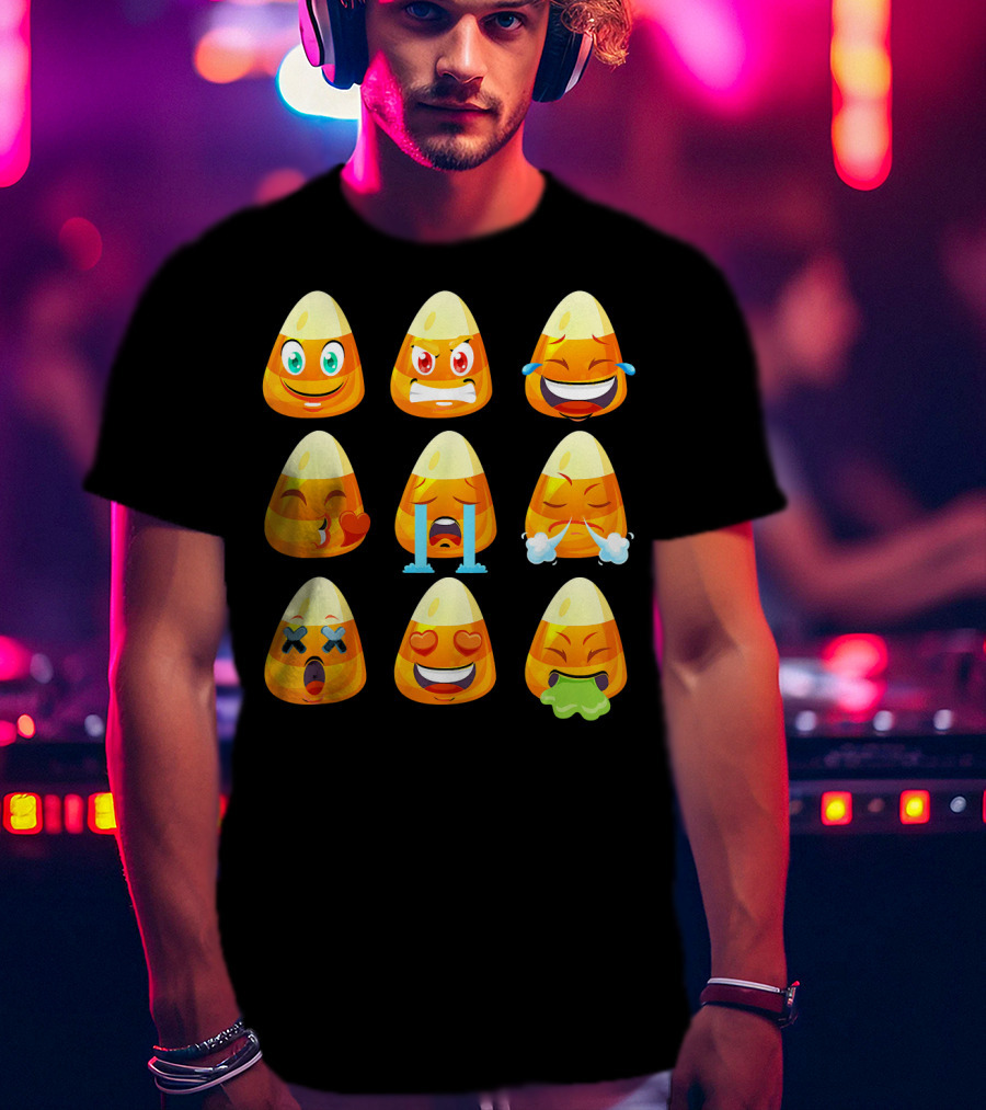 Candy Corn Emoticons Love Faces Expressions T-Shirt