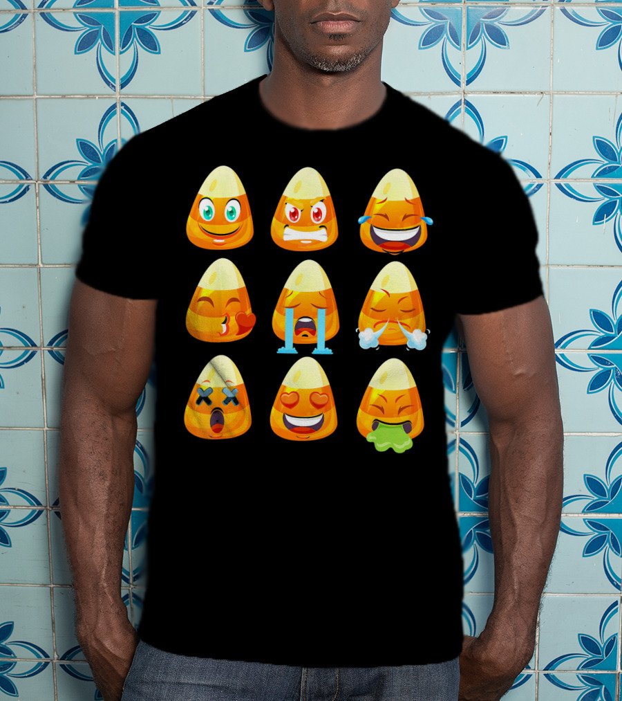 Candy Corn Emoticons Love Faces Expressions T-Shirt