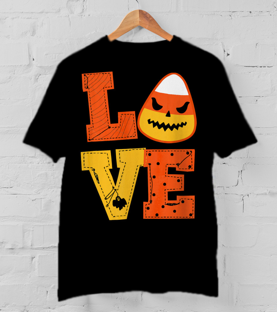 LOVE Candy Corn Halloween Pumpkin T-Shirt