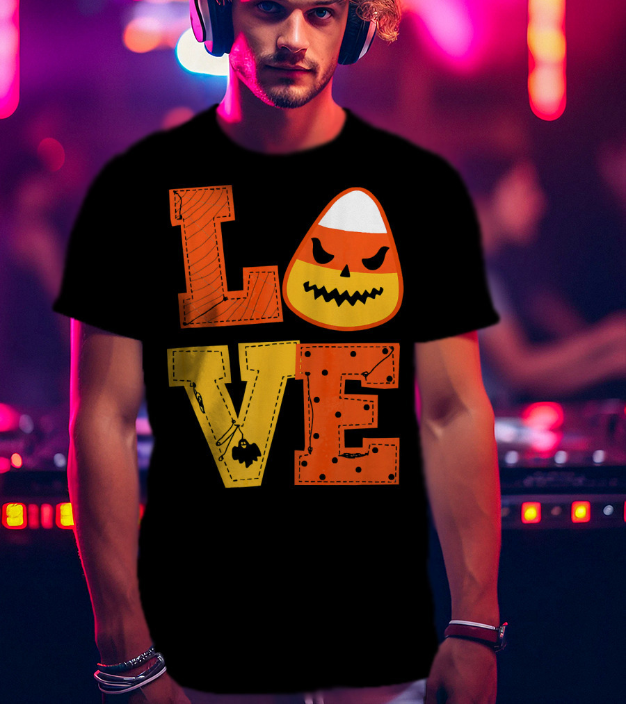 LOVE Candy Corn Halloween Pumpkin T-Shirt