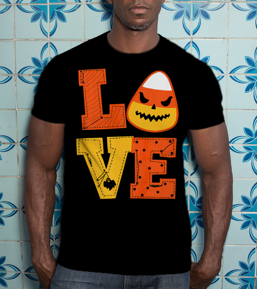 LOVE Candy Corn Halloween Pumpkin T-Shirt