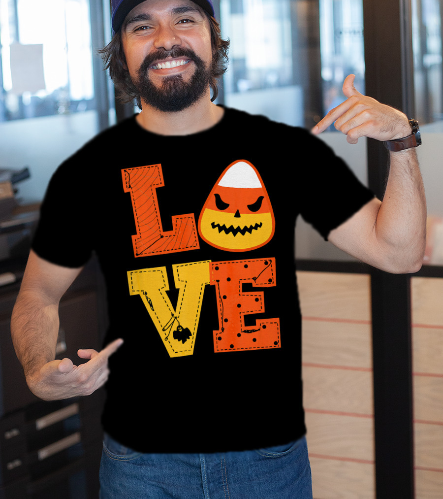 LOVE Candy Corn Halloween Pumpkin T-Shirt
