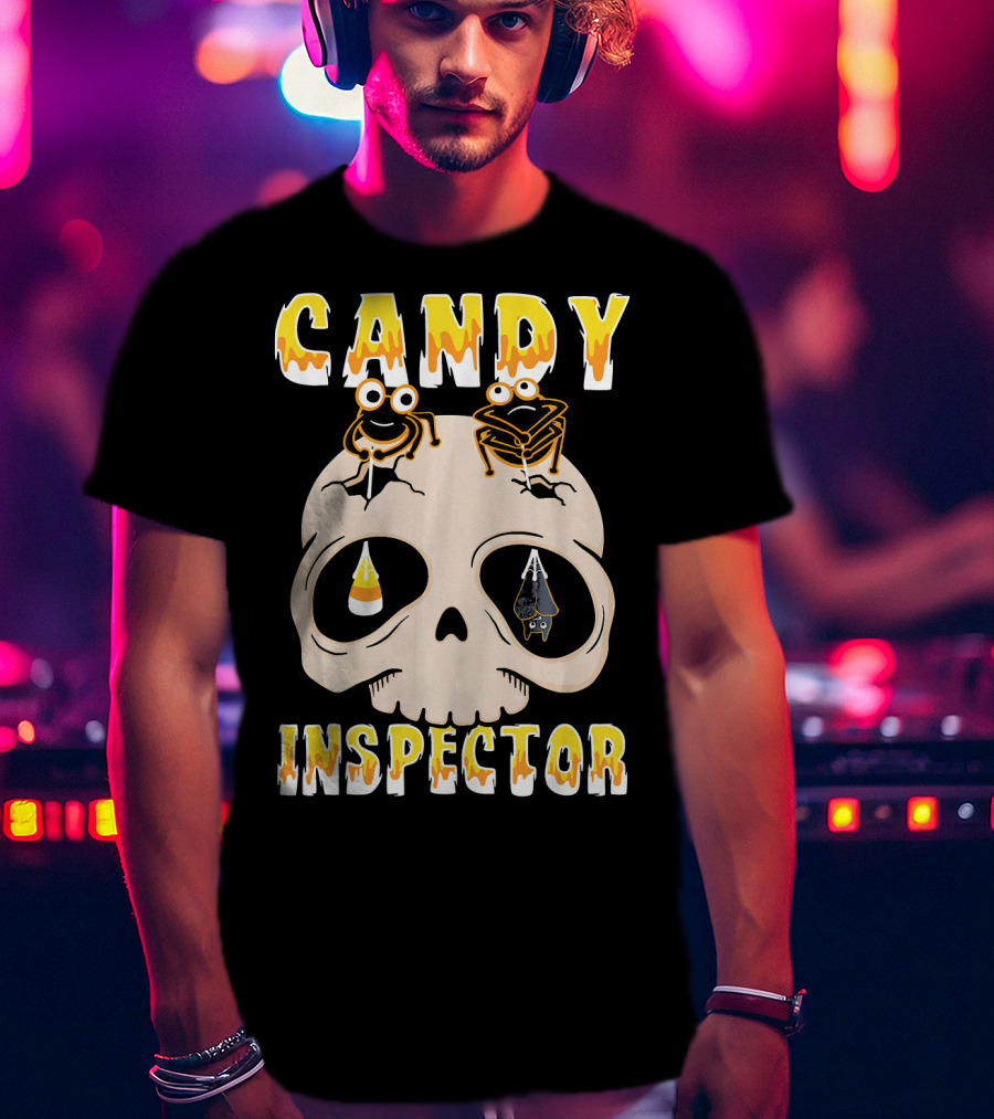 Candy Inspector Funny Skull Halloween Costume T-Shirt