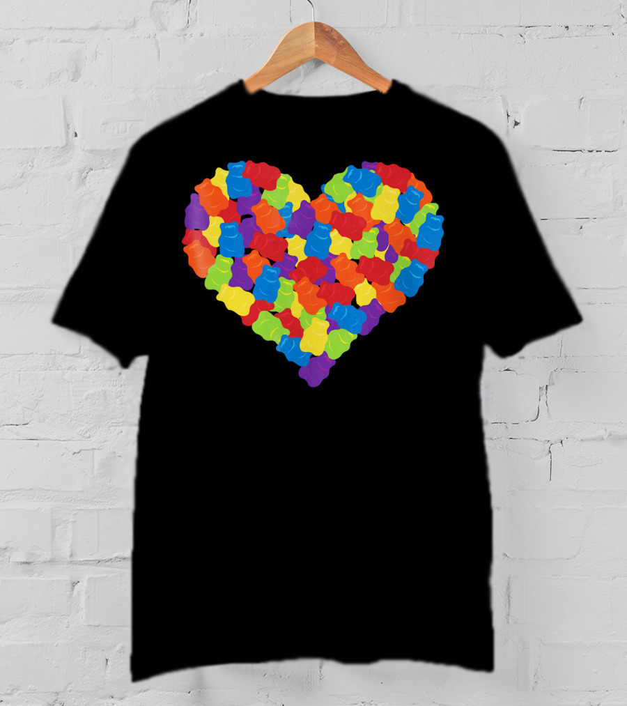 Multicolored Gummy Bears Heart Candy Chewing Bears T-Shirt