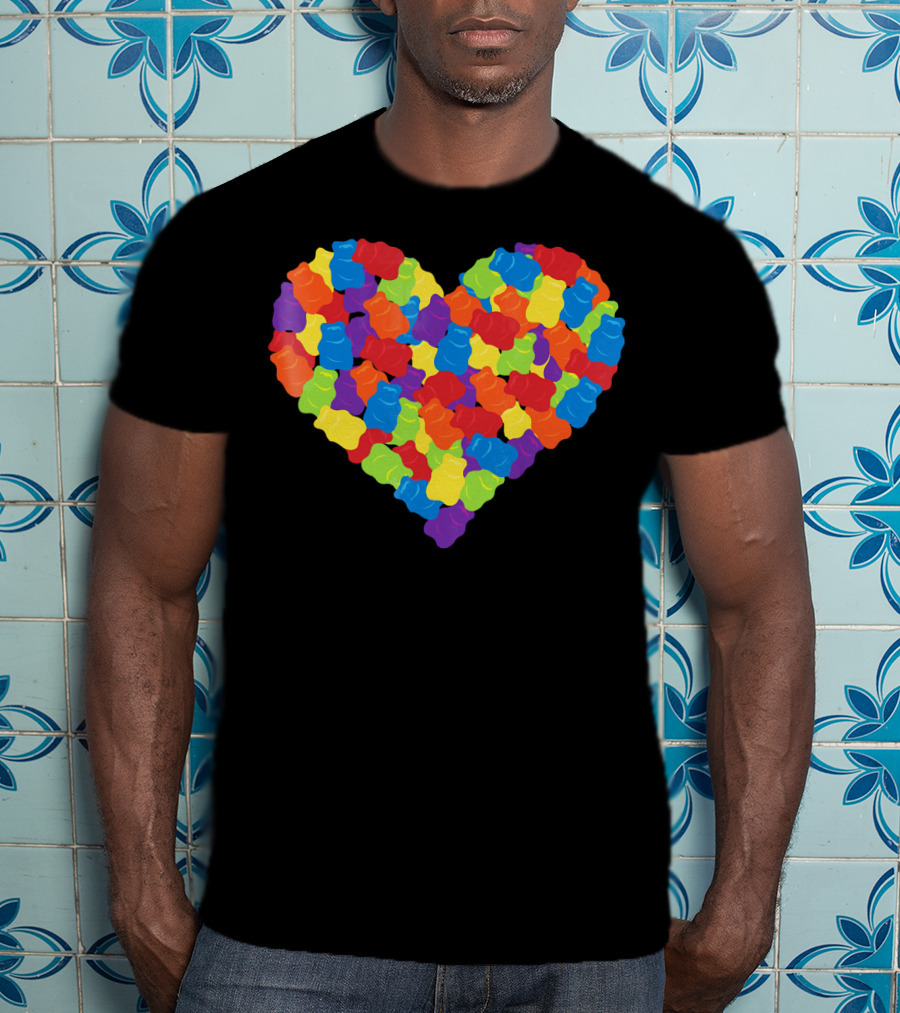 Multicolored Gummy Bears Heart Candy Chewing Bears T-Shirt