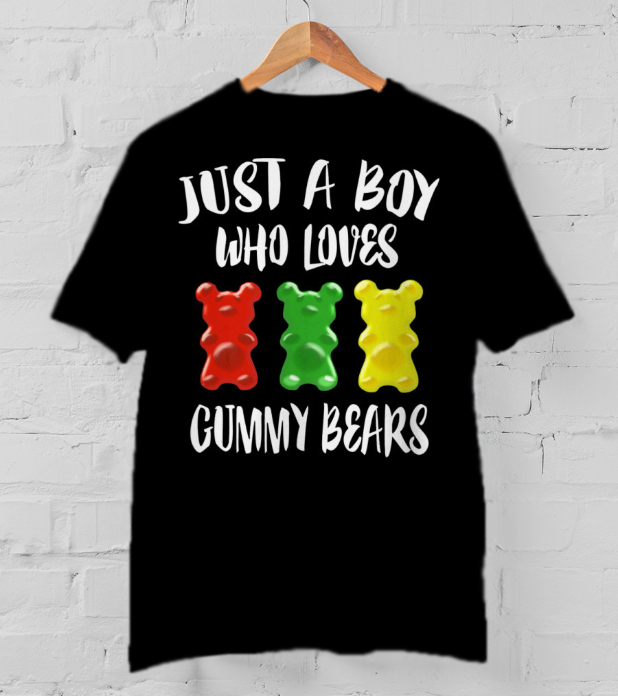 Just A Boy Who Loves Gummy Bears Red Green Yellow Bears T-Shirt