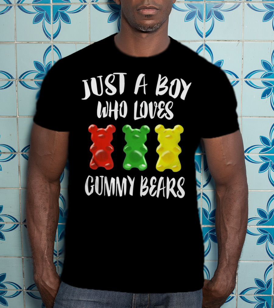 Just A Boy Who Loves Gummy Bears Red Green Yellow Bears T-Shirt