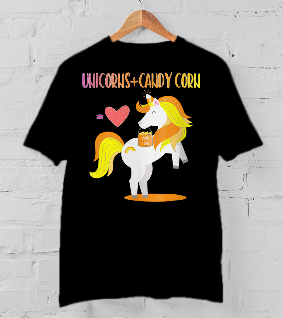 Unicorns Candy Corn Heart Equation T-Shirt