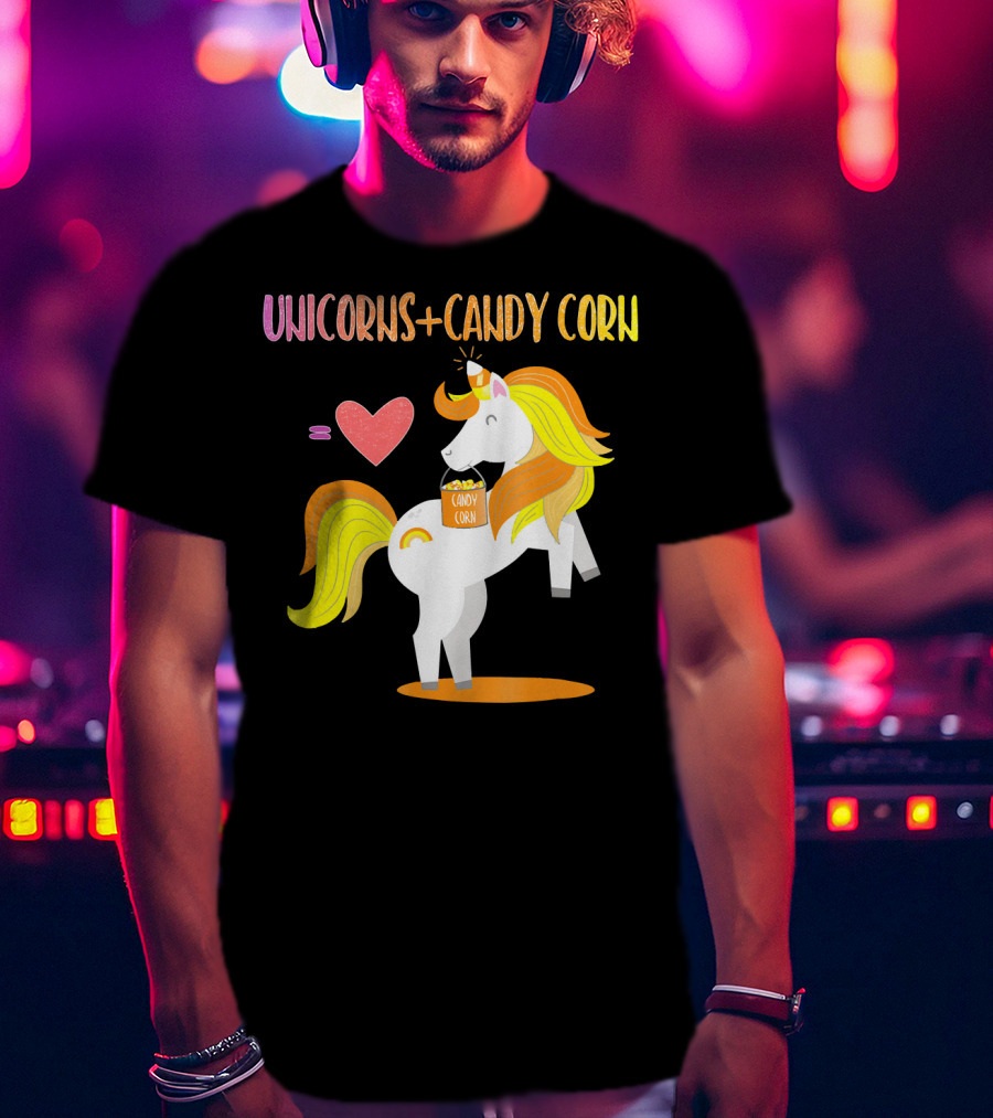 Unicorns Candy Corn Heart Equation T-Shirt