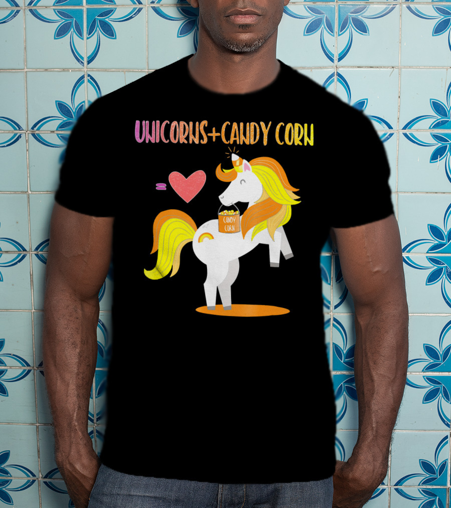 Unicorns Candy Corn Heart Equation T-Shirt