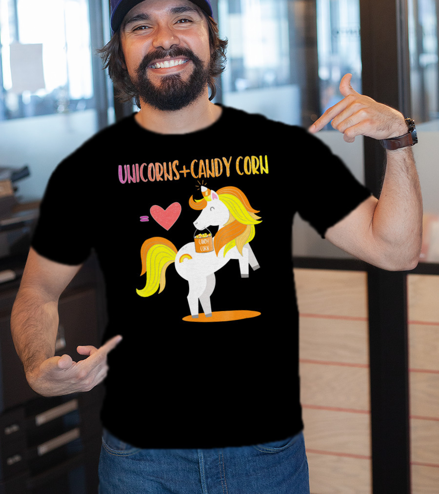 Unicorns Candy Corn Heart Equation T-Shirt