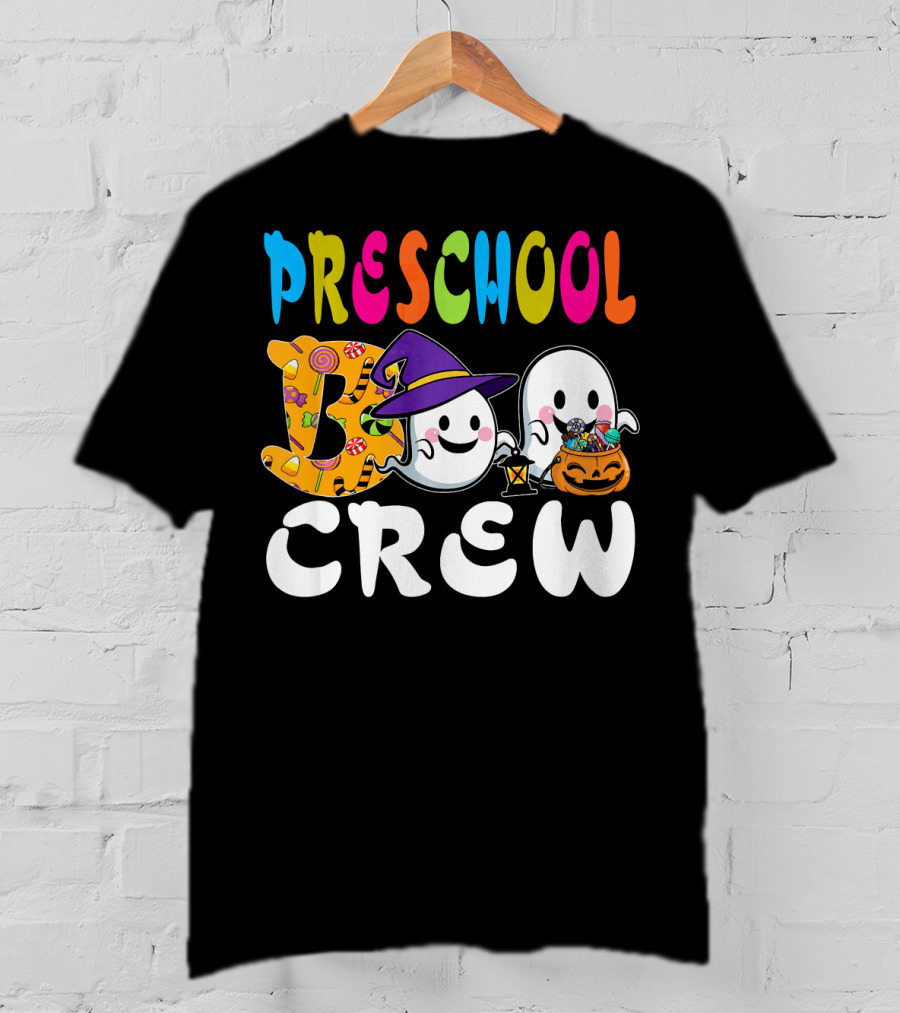 Preschool Boo Crew Halloween Ghosts Candy Wizard Hat T-Shirt