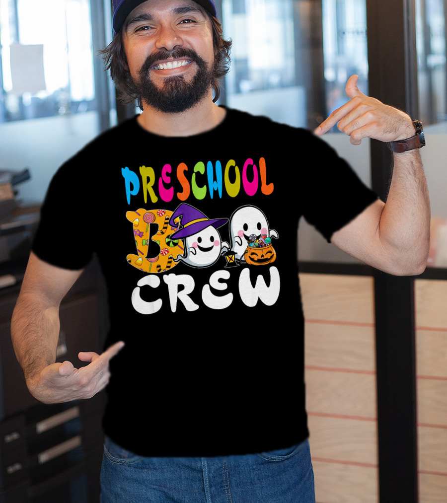 Preschool Boo Crew Halloween Ghosts Candy Wizard Hat T-Shirt