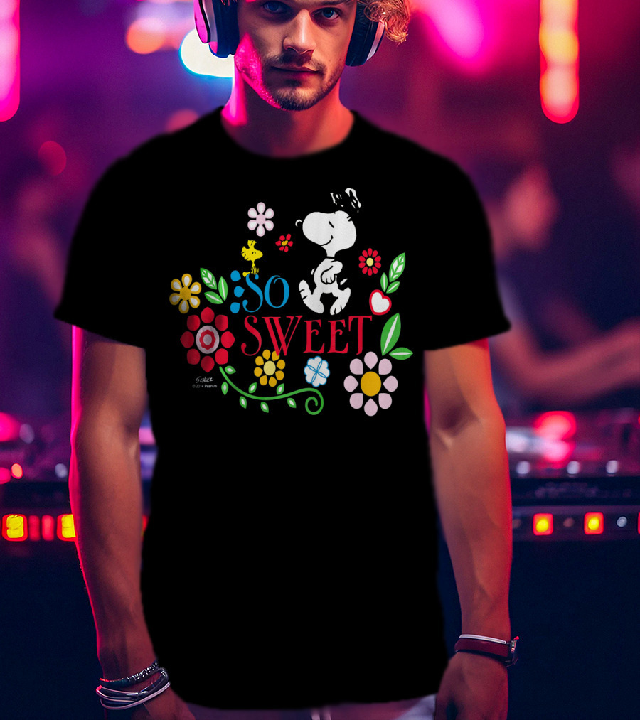 Snoopy Woodstock So Sweet Floral Bliss Peanuts T-Shirt