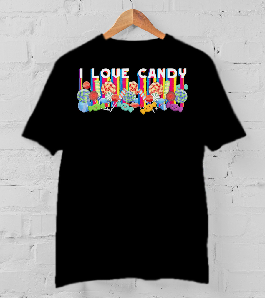 I Love Candy Halloween Rainbow Colors Lollipops And Sweets T-Shirt