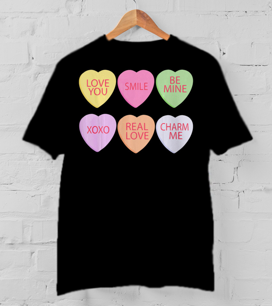 Valentines Sweetheart Cute Heart Love You Smile Be Mine XOXO Real Love Charm Me T-Shirt
