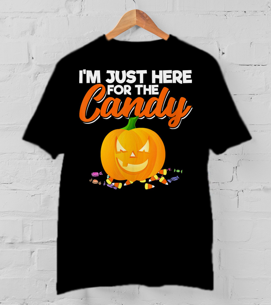 I'm Just Here For The Candy Pumpkin Halloween Candy Corn T-Shirt