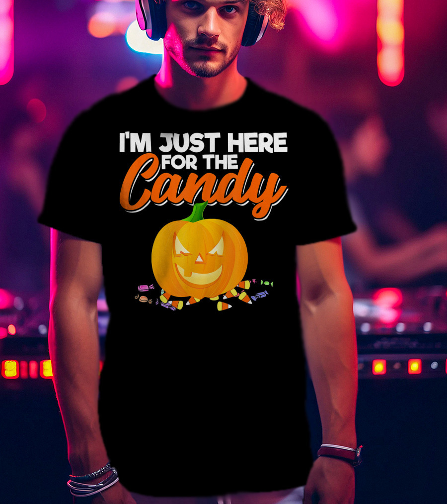 I'm Just Here For The Candy Pumpkin Halloween Candy Corn T-Shirt