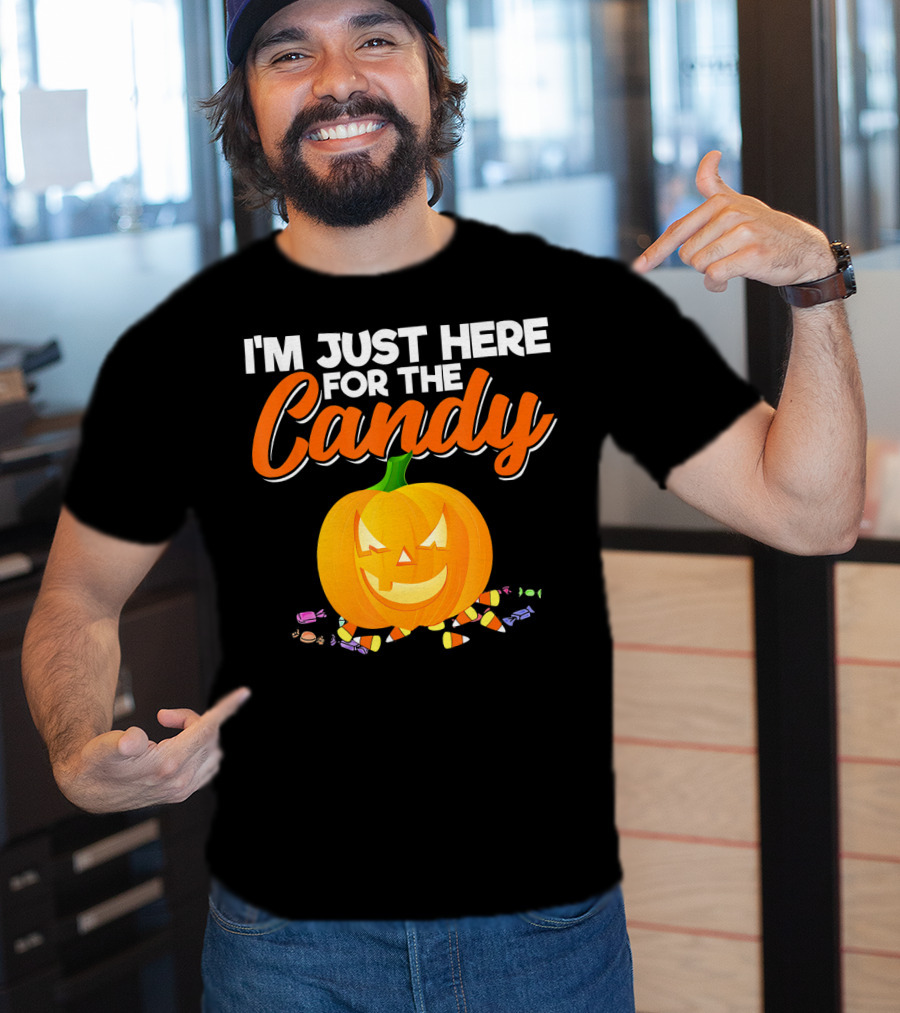 I'm Just Here For The Candy Pumpkin Halloween Candy Corn T-Shirt