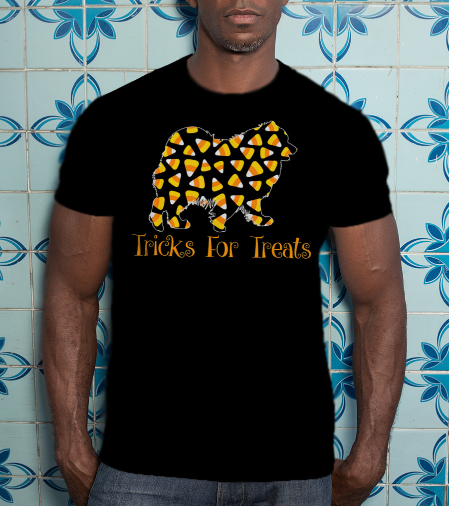 Tricks For Treats Candy Corn Samoyed Halloween T-Shirt