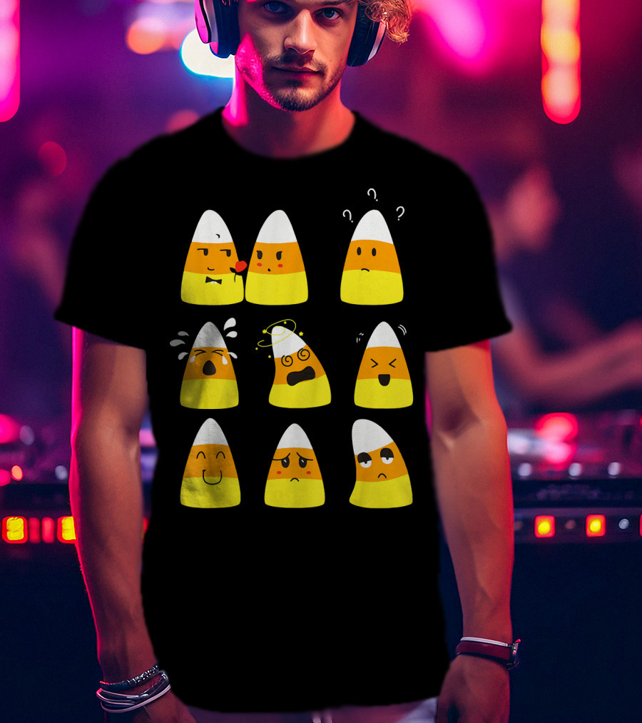 Candy Corn Emoticons Expressive Faces T-Shirt