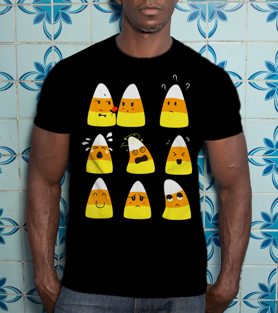 Candy Corn Emoticons Expressive Faces T-Shirt