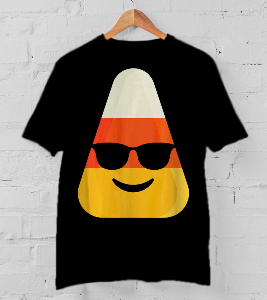 Candy Corn Emoji With Sunglasses Cool Shades T-Shirt
