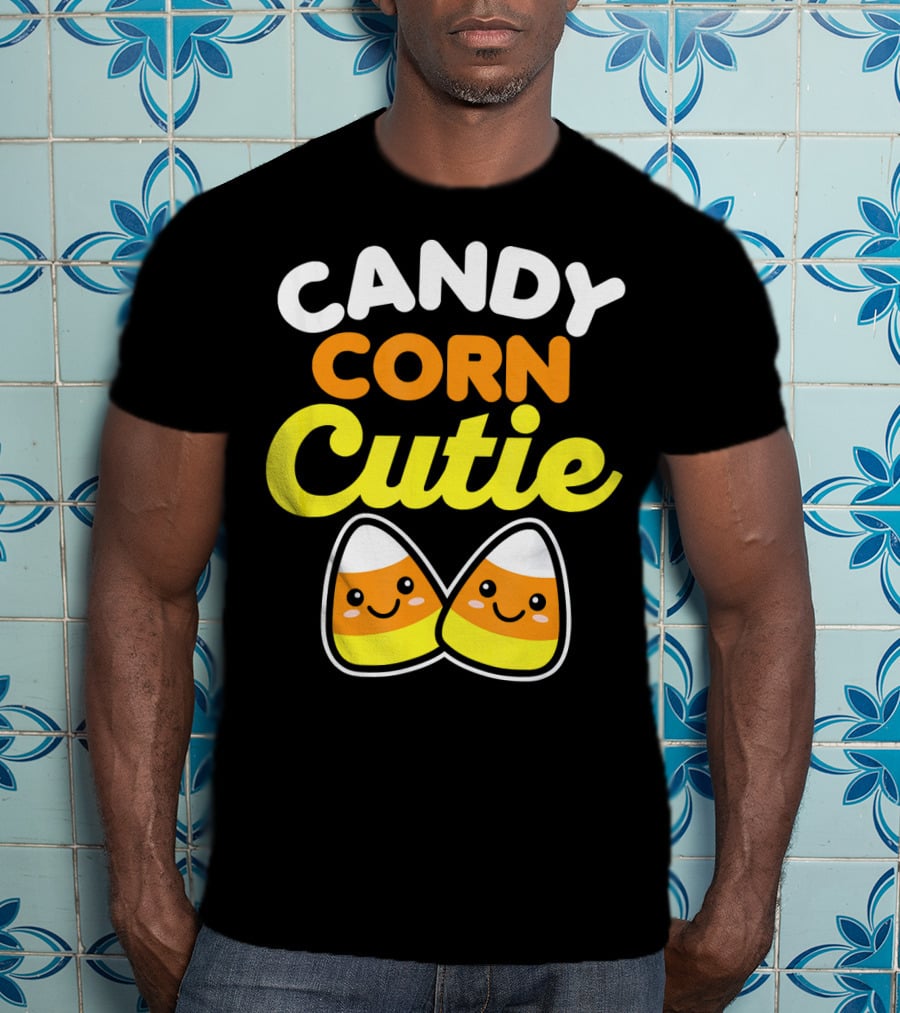 Candy Corn Cutie Halloween Smiling Kawaii Candy Corn Characters T-Shirt