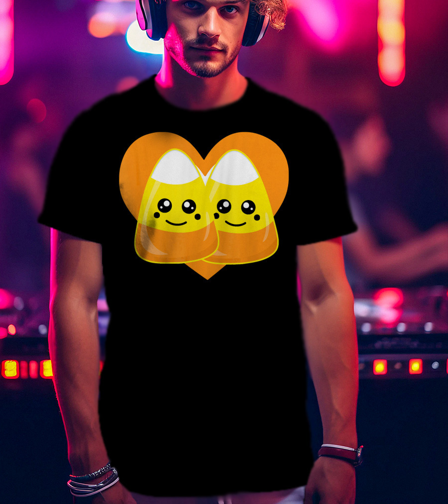 Love Candy Corn Cute Heart Kawaii Candy Corn Duo T-Shirt