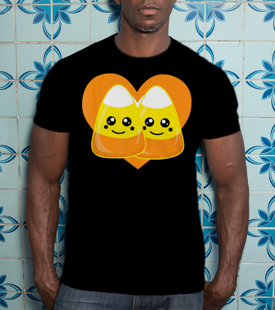 Love Candy Corn Cute Heart Kawaii Candy Corn Duo T-Shirt