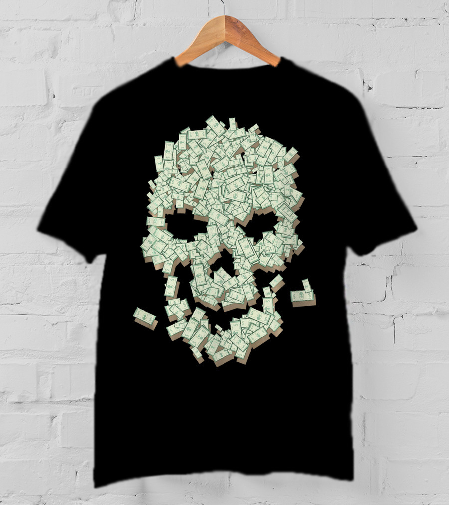 Dollar Skull Skeleton Money Stack T-Shirt
