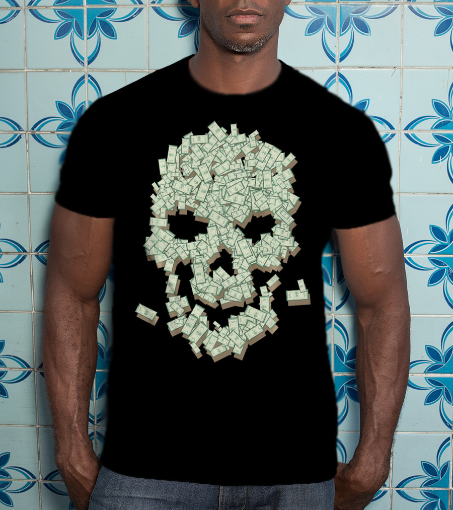 Dollar Skull Skeleton Money Stack T-Shirt