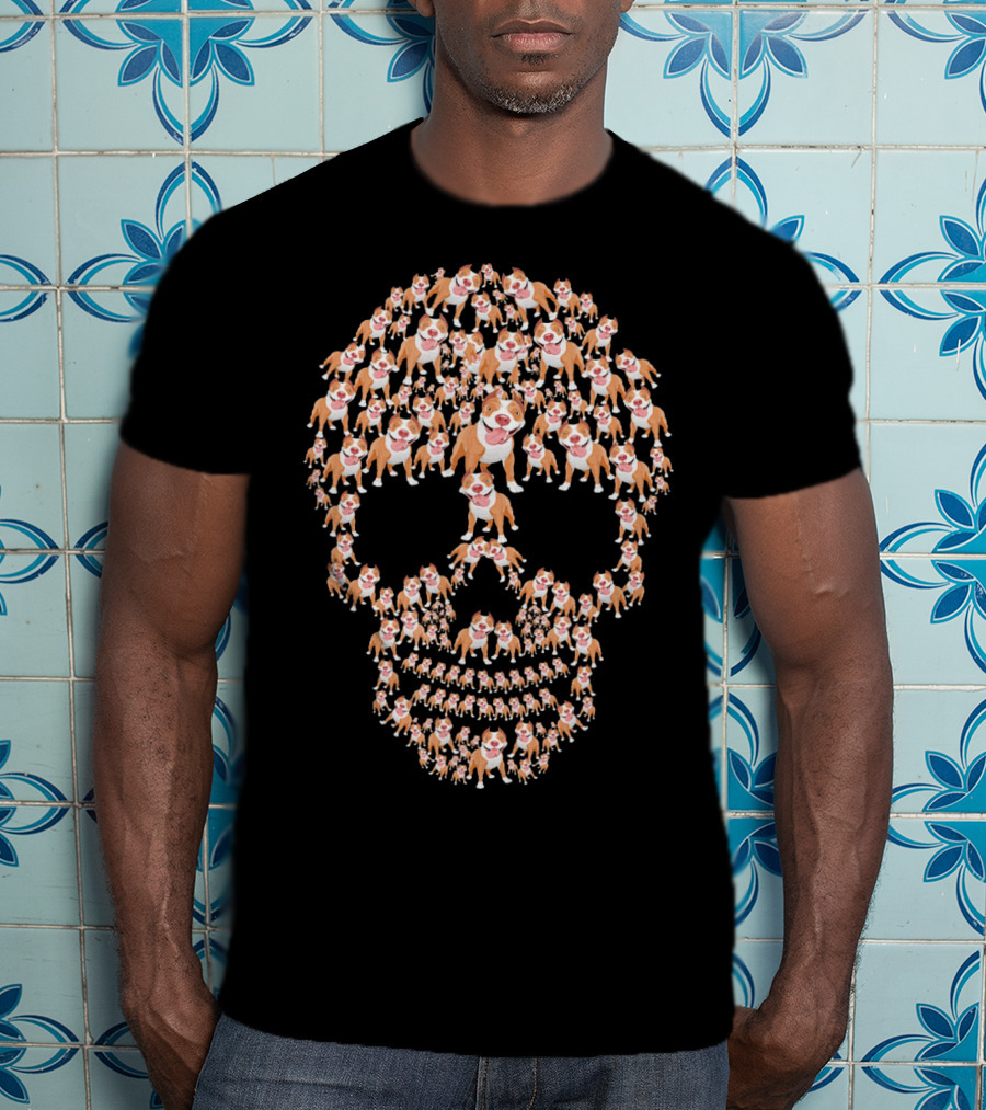 Pit Bull Skull Made Of Smiling Pit Bulls T-Shirt