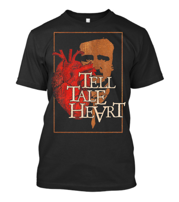 Poe Tell Tale Heart Distressed Gothic Portrait And Heart T-Shirt