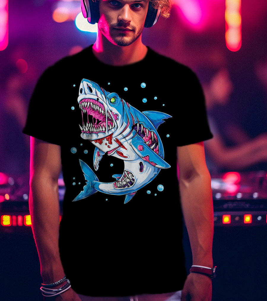 Shark Zombie Underwater Monster With Exposed Bones And Teeth T-Shirt
