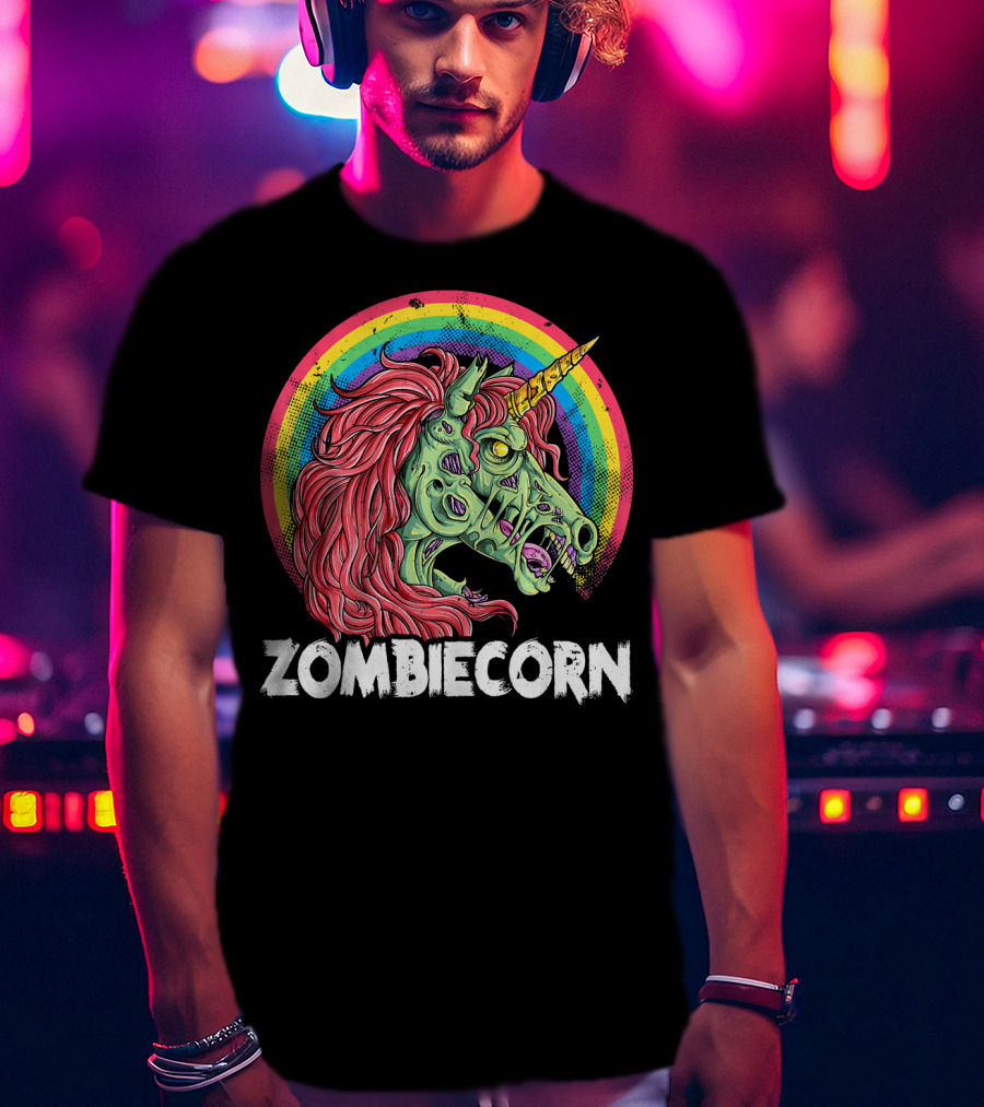 Zombiecorn Unicorn Zombie Rainbow T-Shirt