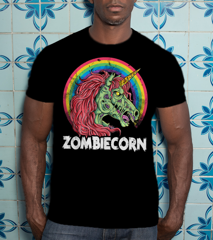 Zombiecorn Unicorn Zombie Rainbow T-Shirt