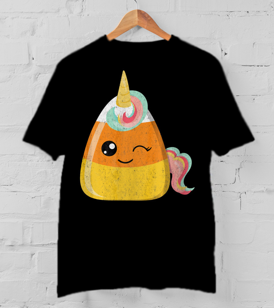 Candy Corn Unicorn Funny Halloween Candicorn T-Shirt