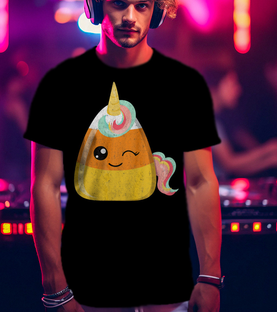Candy Corn Unicorn Funny Halloween Candicorn T-Shirt