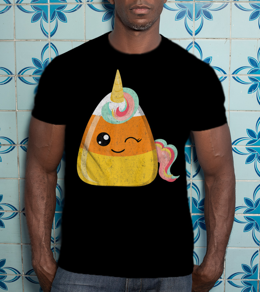 Candy Corn Unicorn Funny Halloween Candicorn T-Shirt