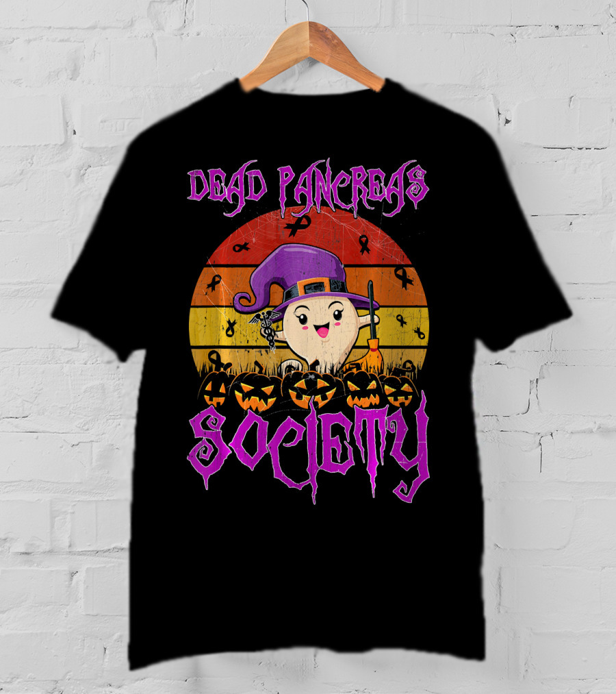 Dead Pancreas Society Halloween Pumpkin Witch Hat T-Shirt
