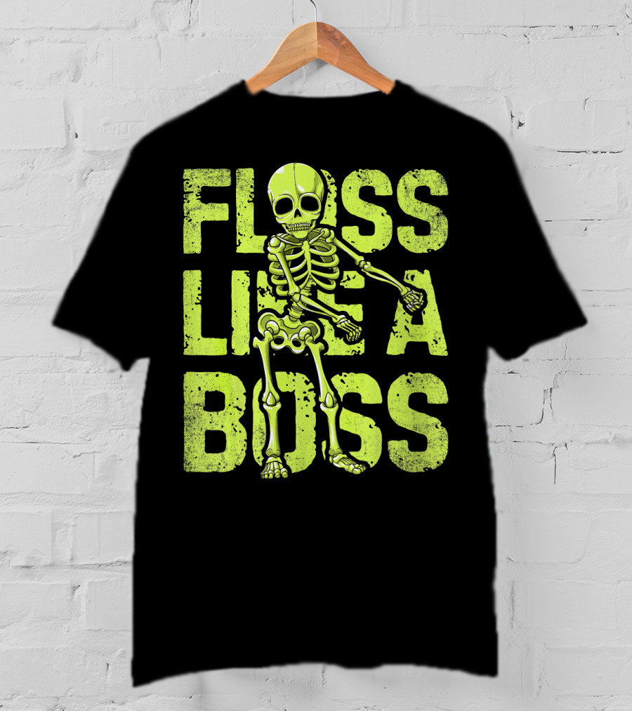 Floss Like A Boss Neon Skeleton Dance T-Shirt