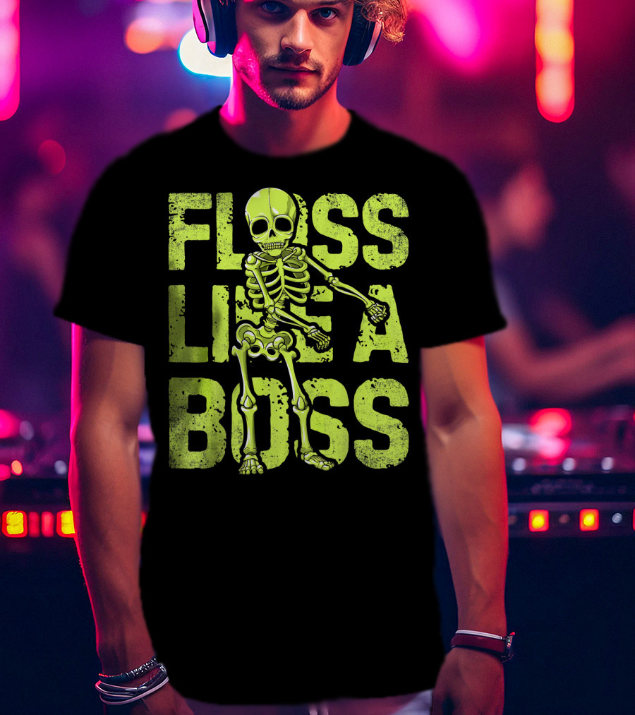 Floss Like A Boss Neon Skeleton Dance T-Shirt