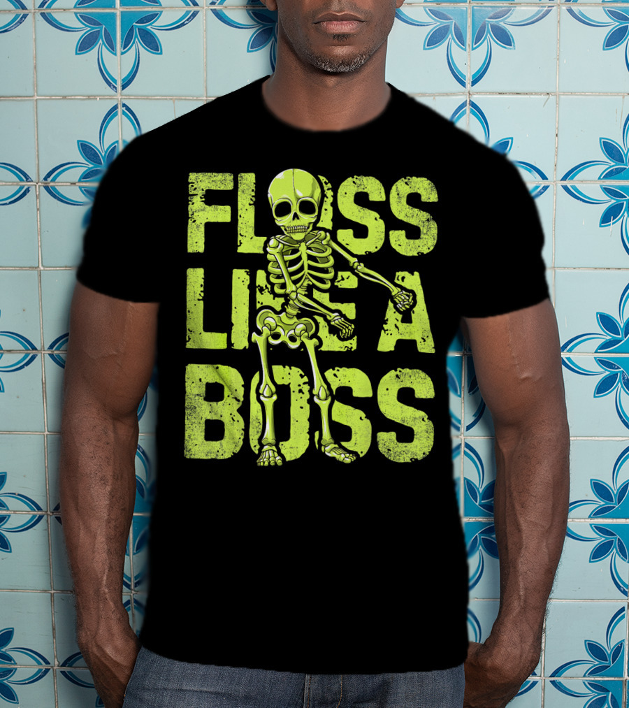 Floss Like A Boss Neon Skeleton Dance T-Shirt