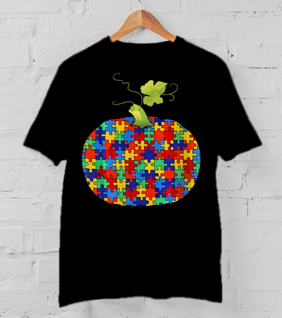 Pumpkin Puzzle Autism Awareness Halloween Lover T-Shirt